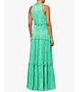 Color:Green - Image 2 - Pleated Bodre Halter Ruffle Neck Sleeveless Tie Waist Tiered Dress