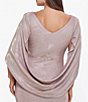 Color:White/Pink/Gold - Image 3 - Plus Size Sleeveless Cowl Neck Drape Back Glitter Knit Dress