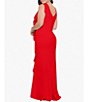 Color:Red - Image 2 - Plus Size Sleeveless V-Neck Cascade Ruffle Scuba Crepe Gown