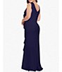 Color:Navy - Image 2 - Plus Size Sleeveless V-Neck Cascade Ruffle Scuba Crepe Gown