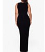 Color:Black - Image 2 - Plus Size Sleeveless V-Neck Ruffle Ruched Waist Gown