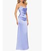 Color:Corn Flower - Image 3 - Satin Sweetheart Neckline Sleeveless Ruched Gown