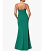 Color:Green - Image 2 - Scuba Crepe Sweetheart Rosette Neck Sleeveless Ruched Gown