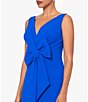 Color:Cobalt - Image 4 - Scuba Crepe V-Neck Sleeveless Bow Gown