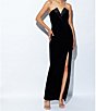 Color:Black/Black - Image 4 - Stretch Crepe Strapless V Neckline Tuxedo Bodice Gown