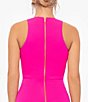 Color:Hot Pink - Image 4 - Stretch Deep V-Neck Sleeveless Tiered Ruffle Front Slit Gown