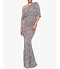 Color:Taupe - Image 1 - Stretch Lace Off the Shoulder 3/4 Sleeve Gown