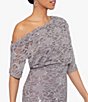 Color:Taupe - Image 4 - Stretch Lace Off the Shoulder 3/4 Sleeve Gown