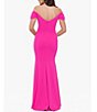 Color:Pink - Image 2 - Off-the-Shoulder Stretch Ruffle V-Back Gown