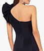 Color:Black - Image 4 - Stretch One Flutter Shoulder Mermaid Gown