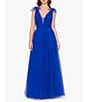 Color:Royal - Image 1 - Tulle V Neckline Sleeveless Ball Gown