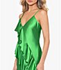 Color:Green - Image 4 - V Neckline Sleeveless Cascading Ruffle Gown