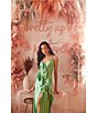 Color:Green - Image 6 - V Neckline Sleeveless Cascading Ruffle Gown