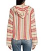 Color:Red Rock - Image 2 - Baja Beach Long Sleeve Faded Striped Sweater Knit Lightweight Hoodie