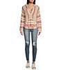 Color:Red Rock - Image 3 - Baja Beach Long Sleeve Faded Striped Sweater Knit Lightweight Hoodie