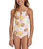 Color:Multi - Image 1 - Big Girl's 7-14 Flower Power One Piece Swimsuit