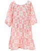 Color:Light Sorbet - Image 1 - Big Girls 7-16 Daisy Love Puffed-Sleeve Pointelle A-Line Dress