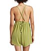 Color:Palm Green - Image 2 - On Vacay High Waist Knit Jersey Swim Cover-Up Romper
