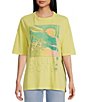 Color:Limelight - Image 1 - Rainbow Skies Oversized Graphic T-Shirt