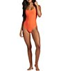 Color:Coral Craze - Image 4 - Solid Tanlines Rib Scoop Neck Underwire Tank One Piece Swimsuit