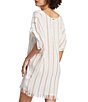 Color:Toffee - Image 2 - Walk Away Crinkle Striped V-Neck Fringe Swim Cover Up Dress
