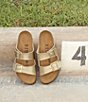Color:Gold - Image 5 - Women's Arizona Double Banded Buckle Detail Slip-On Sandals