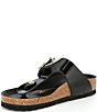 Color:Black - Image 4 - Women's Gizeh Big Buckle High Shine Thong Sandals
