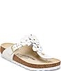 Color:White - Image 1 - Women's Gizeh Flowers Leather Thong Sandals