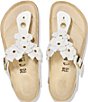 Color:White - Image 2 - Women's Gizeh Flowers Leather Thong Sandals
