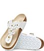 Color:White - Image 3 - Women's Gizeh Flowers Leather Thong Sandals