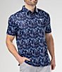 Color:Midnight Navy - Image 1 - Knit Short Sleeve Seaside Printed Polo Shirt