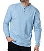 Color:Azure - Image 1 - Long Sleeve Henley Maddox Crew Neck Pullover