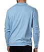 Color:Azure - Image 2 - Long Sleeve Henley Maddox Crew Neck Pullover