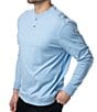 Color:Azure - Image 3 - Long Sleeve Henley Maddox Crew Neck Pullover