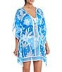 Color:Big Sur Bleu - Image 1 - A Place In The Sun Floral Print Swim Cover-Up Caftan