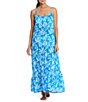 Color:Big Sur Bleu - Image 1 - A Place In The Sun Floral Print Swim Cover-Up Dress