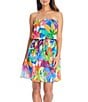 Color:Multi - Image 1 - Away We Go Floral Print Chiffon Blouson Swim Cover-Up Dress