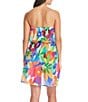 Color:Multi - Image 2 - Away We Go Floral Print Chiffon Blouson Swim Cover-Up Dress