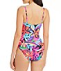 Color:Multi - Image 2 - Bold Rush Underwire Shirred Bandeau One Piece Swimsuit