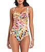 Color:Multi - Image 1 - Break The Mold Sweetheart Neck Shirred Bodice Underwire One Piece Swimsuit