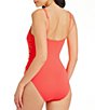 Color:Coral Gables - Image 2 - Eyes Wide Open Eyelet Floating Underwire Scoop Neck Shirred One Piece Swimsuit