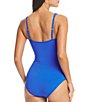Color:Aegean Bleu - Image 2 - Kore Shirred Bandeau Underwire Tank One Piece Ruched Swimsuit