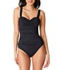Color:Black - Image 1 - Kore Shirred Bandeau Underwire Tank One Piece Ruched Swimsuit
