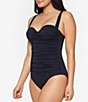 Color:Black - Image 4 - Kore Shirred Bandeau Underwire Tank One Piece Ruched Swimsuit