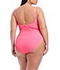 Color:Castro Pink - Image 2 - Plus Size Pucker Up Floating Underwire Square Neck One Piece Swimsuit