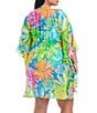 Color:Multi - Image 2 - Plus Size Spring It On Floral Printed Chiffon V-Neck Caftan Swim Cover-Up