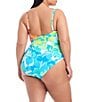 Color:Multi - Image 2 - Plus Size Summer Escapes Printed Twist Surplice V-Neck One Piece Swimsuit