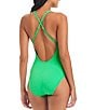 Color:Parakeet - Image 2 - Ring Me Up Criss Cross Back Tank One Piece Swimsuit