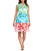 Color:Multi - Image 1 - Summer Escapes Tiered Sleeveless Swim Cover-Up Dress