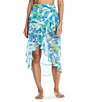 Color:Multi - Image 1 - What's New Jungle Cat Printed Chiffon Ruffle Wrap Pareo Swim Cover-Up